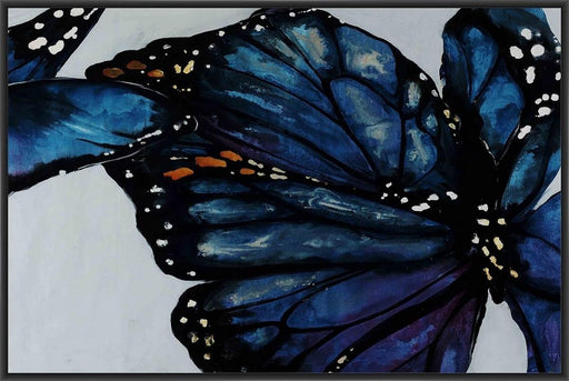 BLUE PANSY 22L X 28H Floater Framed Art Giclee Wrapped Canvas