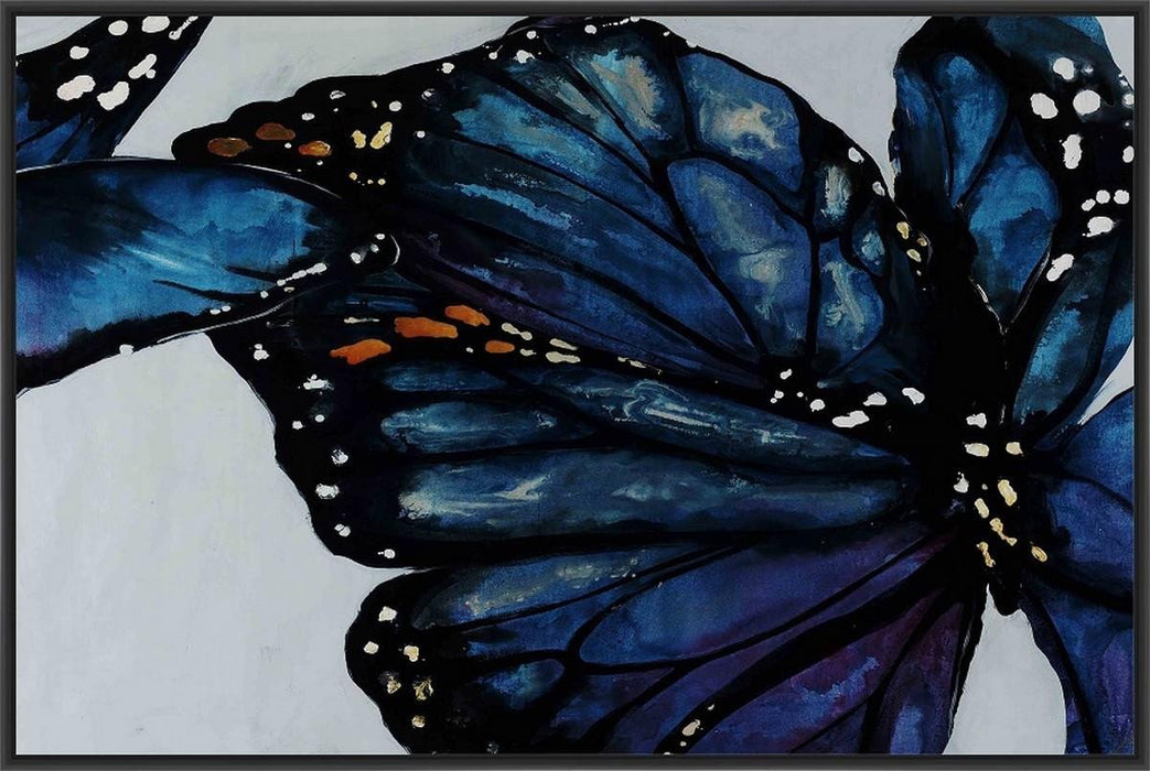 BLUE PANSY 22L X 28H Floater Framed Art Giclee Wrapped Canvas