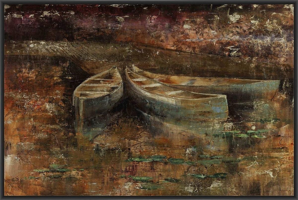 CANOES 22L X 28H Floater Framed Art Giclee Wrapped Canvas