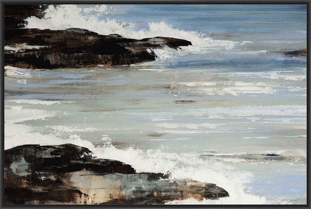 COASTAL BREAK II 22L X 28H Floater Framed Art Giclee Wrapped Canvas