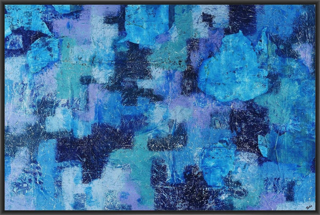 QUILTED OCEAN 22L X 28H Floater Framed Art Giclee Wrapped Canvas