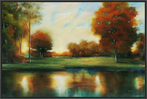 RED TREE PARK 22L X 28H Floater Framed Art Giclee Wrapped Canvas