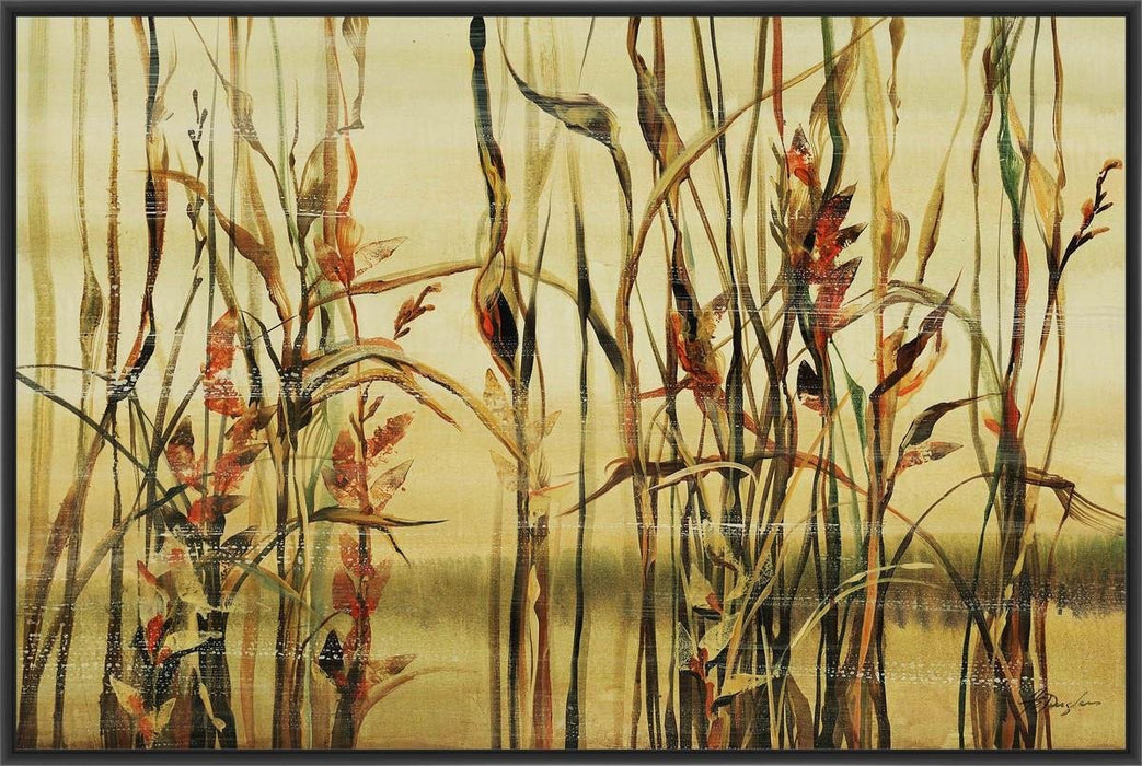 RIVER REEDS II 22L X 28H Floater Framed Art Giclee Wrapped Canvas