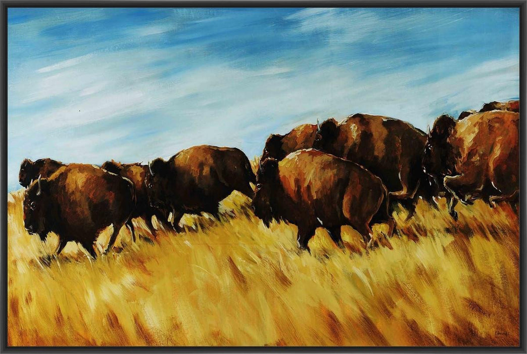 RUNNING WILD 22L X 28H Floater Framed Art Giclee Wrapped Canvas