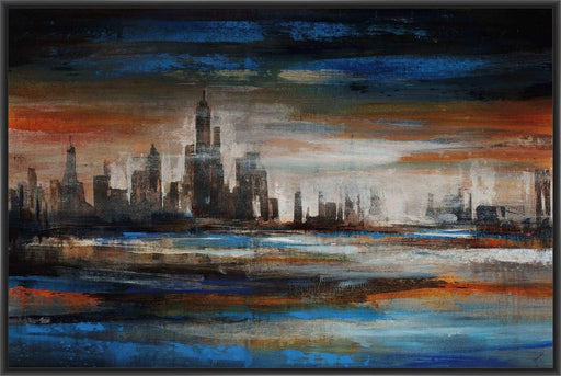 SHINNING CITY 22L X 28H Floater Framed Art Giclee Wrapped Canvas