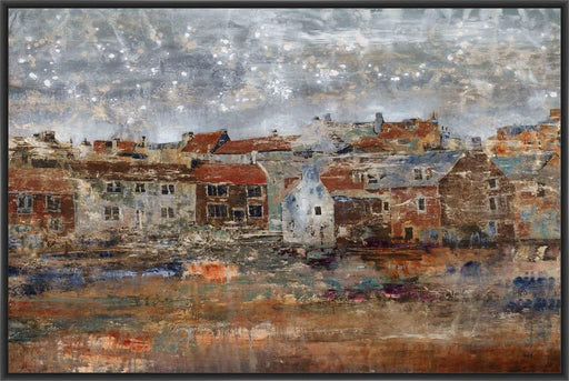 SHORESIDE VILLAGE 22L X 28H Floater Framed Art Giclee Wrapped Canvas