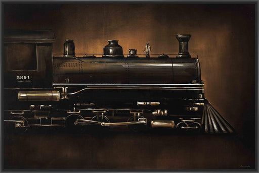 STEAM ENGINE 22L X 28H Floater Framed Art Giclee Wrapped Canvas