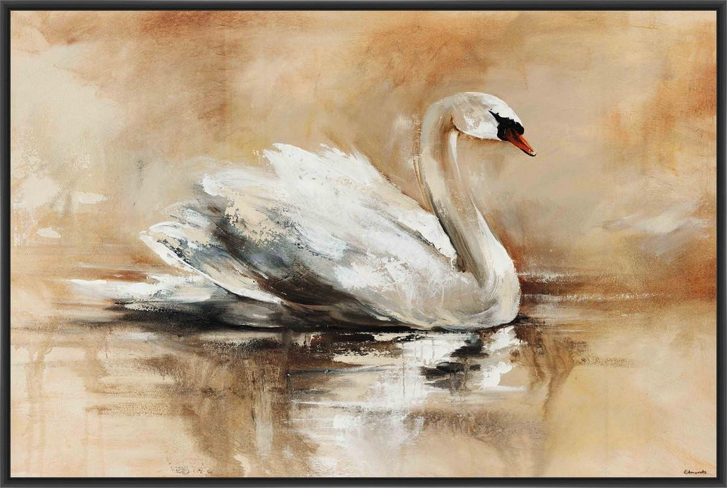 SWAN LAKE 22L X 28H Floater Framed Art Giclee Wrapped Canvas