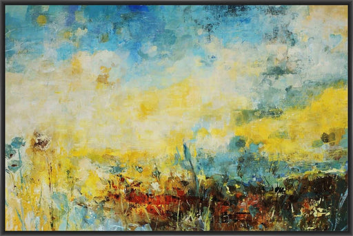 TEAL FIELDS 22L X 28H Floater Framed Art Giclee Wrapped Canvas