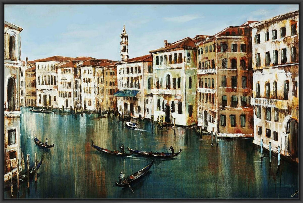 VENICE IN SPRING 22L X 28H Floater Framed Art Giclee Wrapped Canvas