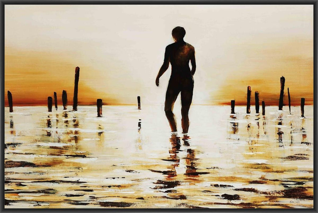 WADING 22L X 28H Floater Framed Art Giclee Wrapped Canvas