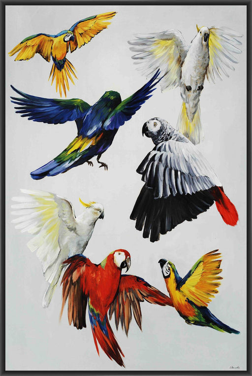 BIRDS OF PARADISE 22L X 28H Floater Framed Art Giclee Wrapped Canvas