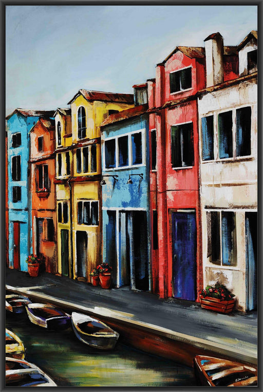 CANAL STREET 22L X 28H Floater Framed Art Giclee Wrapped Canvas