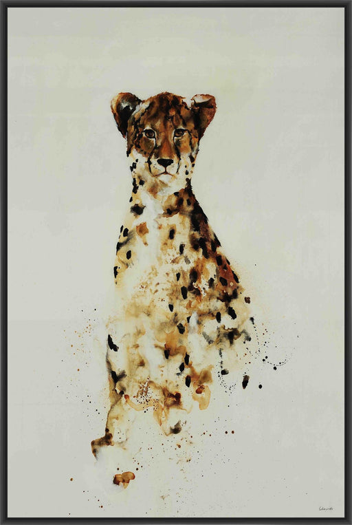 CHEETAH 22L X 28H Floater Framed Art Giclee Wrapped Canvas