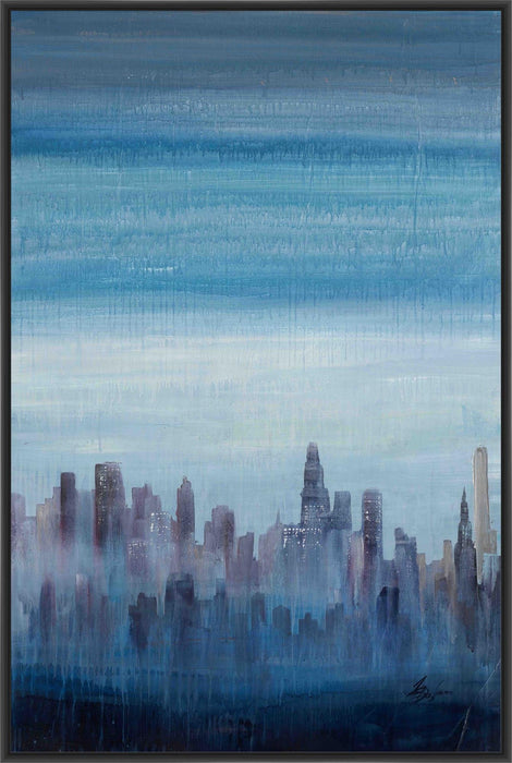 CITY CHILL I 22L X 28H Floater Framed Art Giclee Wrapped Canvas