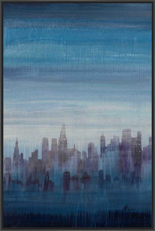 CITY CHILL II 22L X 28H Floater Framed Art Giclee Wrapped Canvas