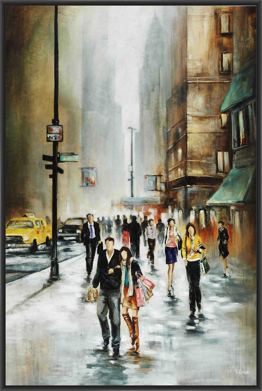 CITY MINUTE 22L X 28H Floater Framed Art Giclee Wrapped Canvas