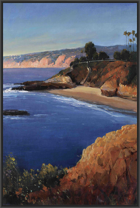 CLIFF SCENE 22L X 28H Floater Framed Art Giclee Wrapped Canvas