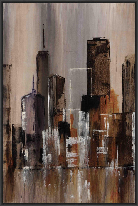 COASTAL CITY I 22L X 28H Floater Framed Art Giclee Wrapped Canvas