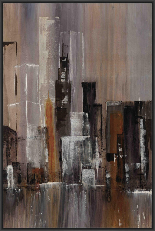 COASTAL CITY II 22L X 28H Floater Framed Art Giclee Wrapped Canvas