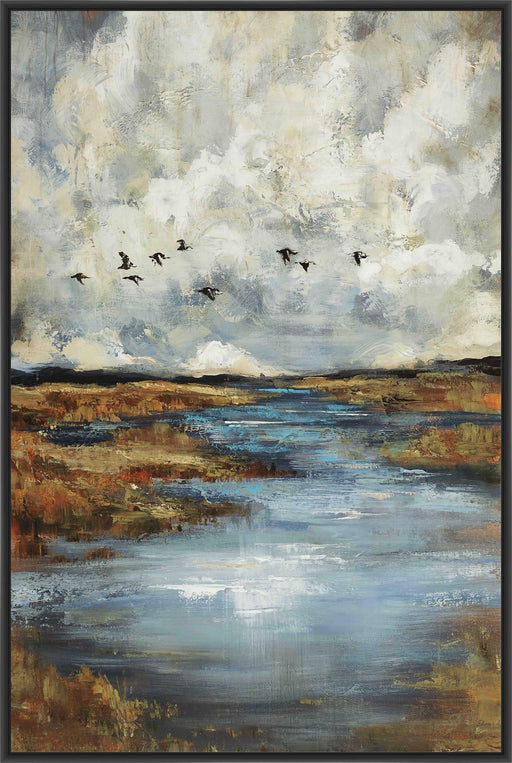 DAY FLIGHT 22L X 28H Floater Framed Art Giclee Wrapped Canvas