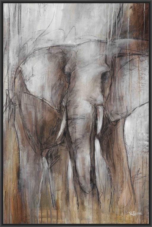 ELEPHANT STUDY 28L X 28H Floater Framed Art Giclee Wrapped Canvas