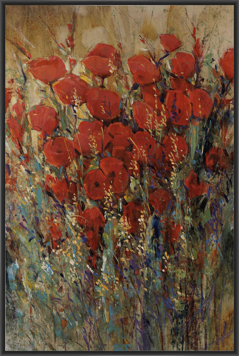 FLOWER FIELD II 28L X 28H Floater Framed Art Giclee Wrapped Canvas