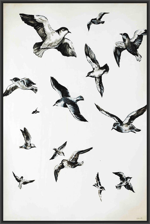 FOR THE BIRDS 28L X 28H Floater Framed Art Giclee Wrapped Canvas