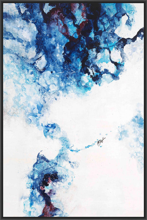 GLACIER BLUE II 28L X 28H Floater Framed Art Giclee Wrapped Canvas