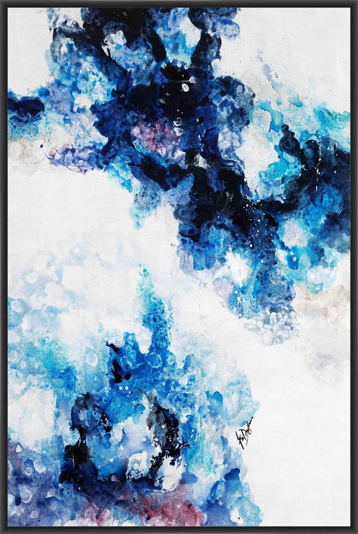 GLACIER BLUE III 28L X 28H Floater Framed Art Giclee Wrapped Canvas