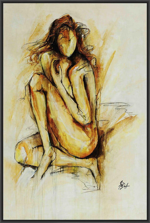 GOLDEN GIRL I 28L X 28H Floater Framed Art Giclee Wrapped Canvas