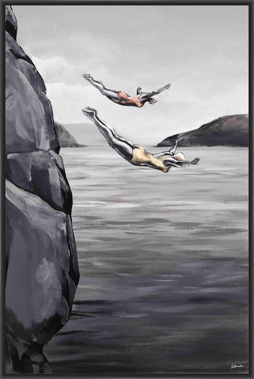 HIGH DIVE 28L X 28H Floater Framed Art Giclee Wrapped Canvas