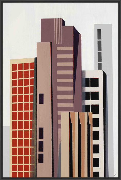 HIGH RISE IV 28L X 28H Floater Framed Art Giclee Wrapped Canvas