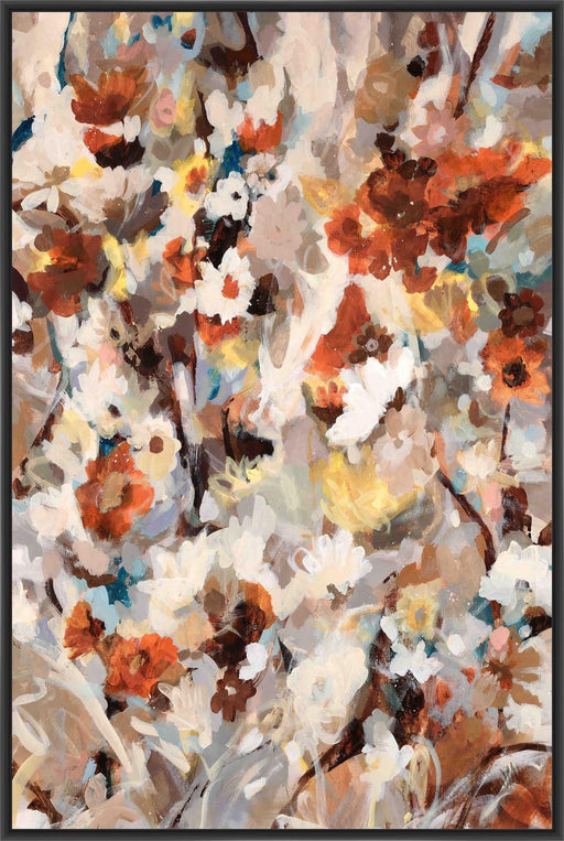 LES FLEURS I 28L X 28H Floater Framed Art Giclee Wrapped Canvas