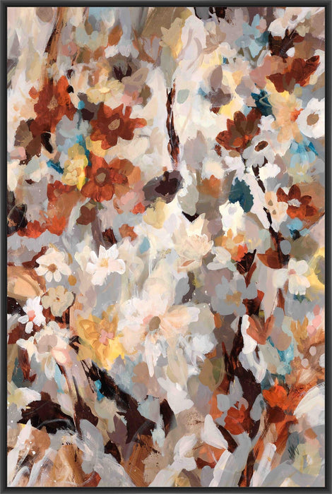 LES FLEURS II 28L X 28H Floater Framed Art Giclee Wrapped Canvas