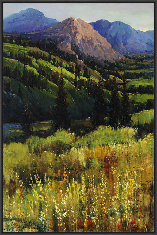 MOUNTAIN HIGH 22L X 28H Floater Framed Art Giclee Wrapped Canvas