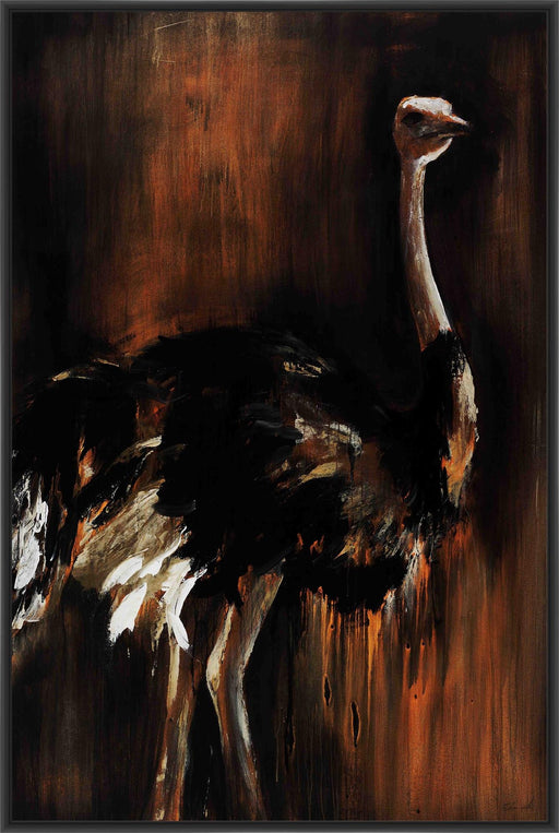 OSTRICH 22L X 28H Floater Framed Art Giclee Wrapped Canvas