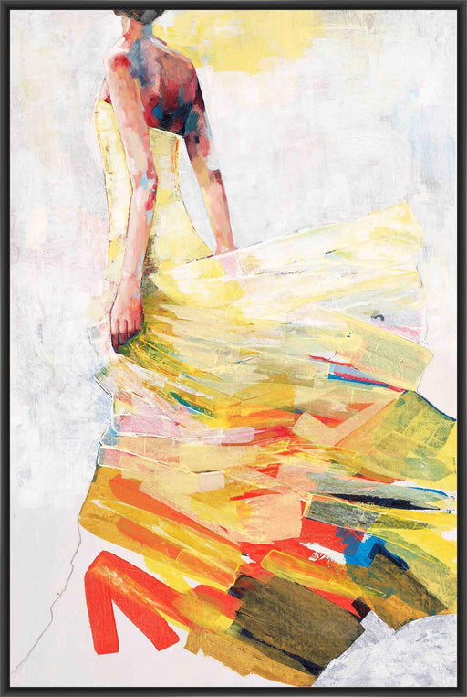 PALE YELLOW DRESS 22L X 28H Floater Framed Art Giclee Wrapped Canvas