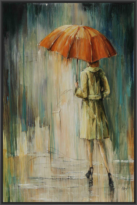 PUDDLE JUMPING 22L X 28H Floater Framed Art Giclee Wrapped Canvas