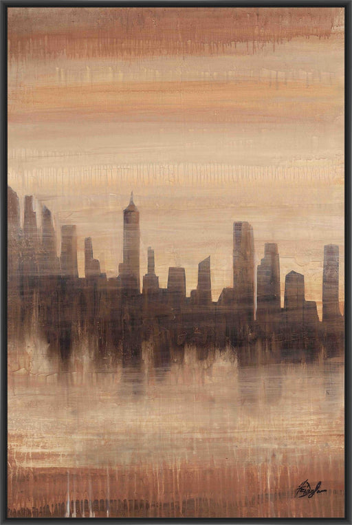 SUMMER CITY II 22L X 28H Floater Framed Art Giclee Wrapped Canvas