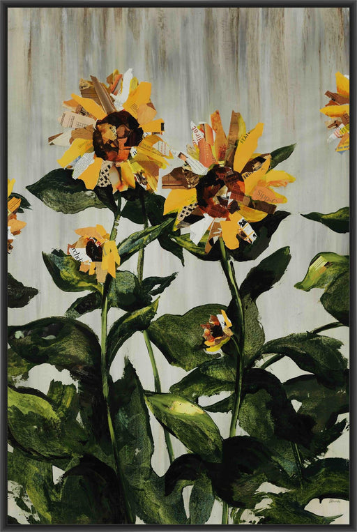 SUNFLOWERS 22L X 28H Floater Framed Art Giclee Wrapped Canvas