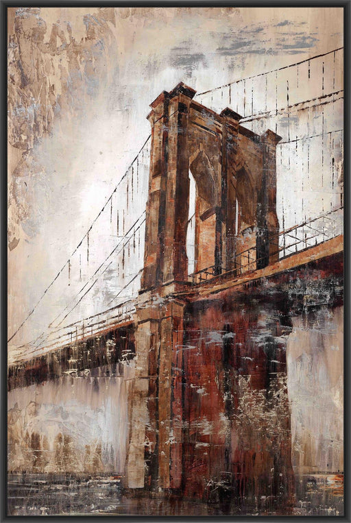 THE EAST RIVER BRIDGE 22L X 28H Floater Framed Art Giclee Wrapped Canvas