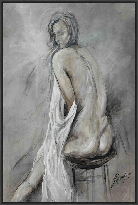 THE WHITE DRAPE II 22L X 28H Floater Framed Art Giclee Wrapped Canvas