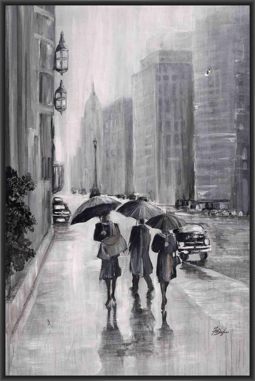 THREE UMBRELLAS 22L X 28H Floater Framed Art Giclee Wrapped Canvas