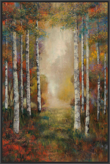 THROUGH THE TREES I 22L X 28H Floater Framed Art Giclee Wrapped Canvas