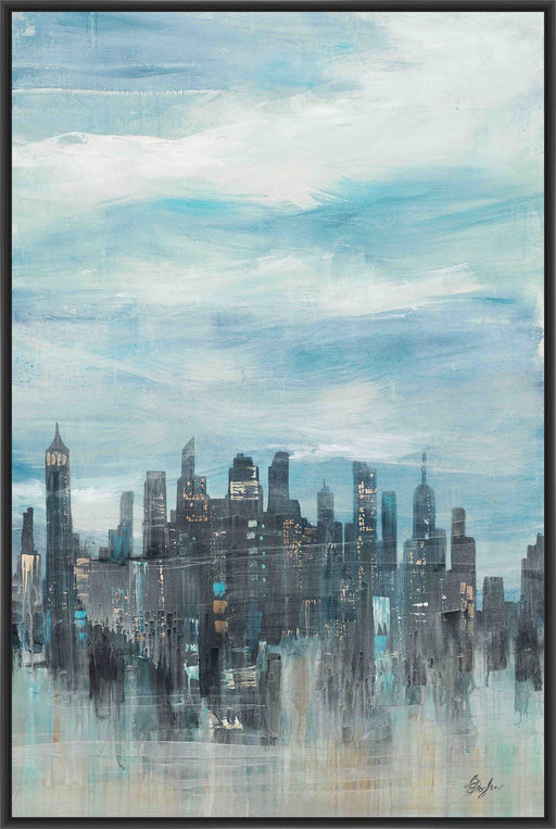 URBAN TOWERS II 22L X 28H Floater Framed Art Giclee Wrapped Canvas