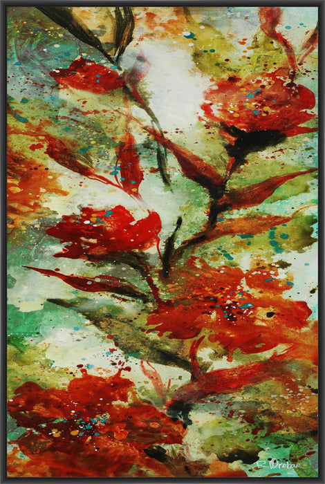 WATERY BOUQUET I 22L X 28H Floater Framed Art Giclee Wrapped Canvas