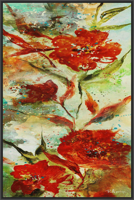 WATERY BOUQUET II 22L X 28H Floater Framed Art Giclee Wrapped Canvas