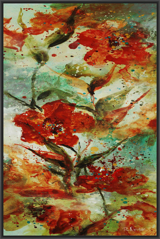 WATERY BOUQUET III 22L X 28H Floater Framed Art Giclee Wrapped Canvas