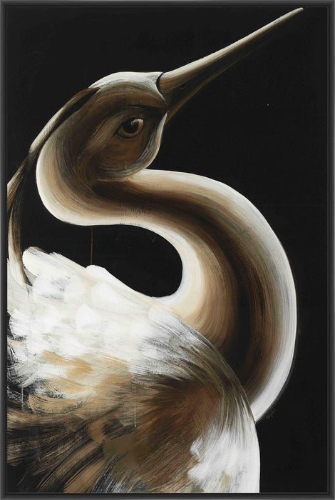 WHITE BIRD 22L X 28H Floater Framed Art Giclee Wrapped Canvas